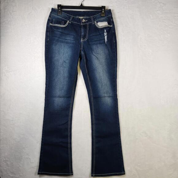 Faded Glory Womens Jeans Sz 8A Bootcut Mid Rise Bling‎ Pocket Distressed Y2K - Picture 1 of 9